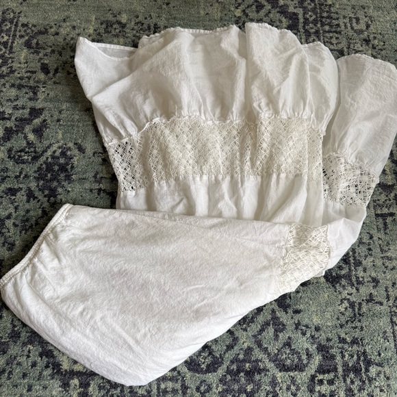 Style & Co. Dresses & Skirts - Y2K Bohemian Coastal White Maxi Pull-On Skirt With Eyelit Lace Detail Size Small